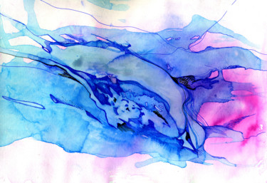 Dessin intitulée "Blue" par Olga Dospekhova, Œuvre d'art originale, Aquarelle