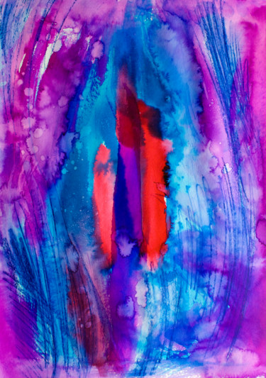 Peinture intitulée "Red & Blue" par Olga Dospekhova, Œuvre d'art originale, Aquarelle