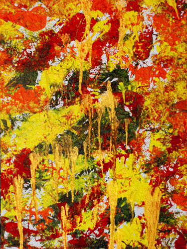 Painting titled "Abstract Yellow Pai…" by Olga De Weck, Original Artwork, Acrylic