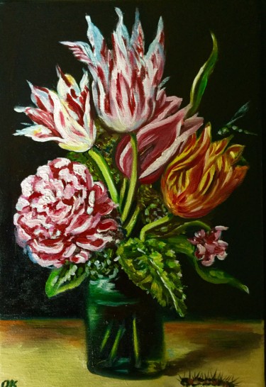 "Tulips , roses in a…" başlıklı Tablo Olga Koval tarafından, Orijinal sanat, Petrol