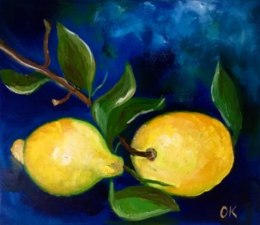 "Lemons, still life…" başlıklı Tablo Olga Koval tarafından, Orijinal sanat, Petrol Ahşap Sedye çerçevesi üzerine monte edilm…