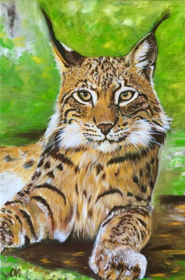 Peinture intitulée "Bobcat. Wild big ca…" par Olga Koval, Œuvre d'art originale, Huile