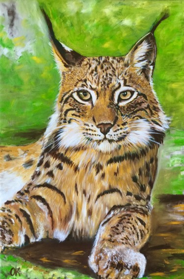 Pittura intitolato "Bobcat. Wild big ca…" da Olga Koval, Opera d'arte originale, Olio