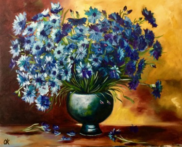 Peinture intitulée "Cornflowers" par Olga Koval, Œuvre d'art originale, Huile