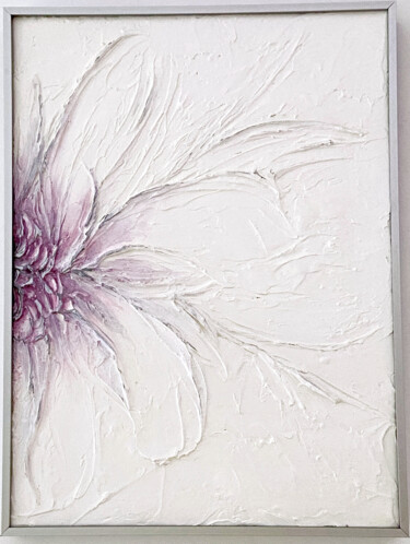 Painting titled ""Fleur violette"" by Olgamach, Original Artwork, Acrylic Mounted on Wood Stretcher frame