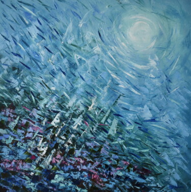 Pintura titulada "Abstract Fish Ocean…" por Olga Nikitina, Obra de arte original, Oleo