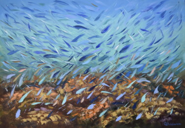 Pintura titulada "Florida Keys Fish P…" por Olga Nikitina, Obra de arte original, Oleo Montado en Bastidor de camilla de mad…