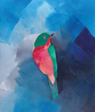 "Bird in colorful ga…" başlıklı Tablo Olha Gitman tarafından, Orijinal sanat, Petrol