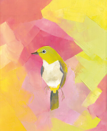 Schilderij getiteld "Spring bird" door Olha Gitman, Origineel Kunstwerk, Olie