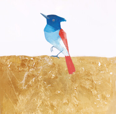Pittura intitolato "Golden life of bird…" da Olha Gitman, Opera d'arte originale, Olio