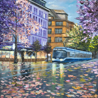 Pintura titulada "THE TRAM OF DESIRE" por Olha Karavayeva, Obra de arte original, Oleo