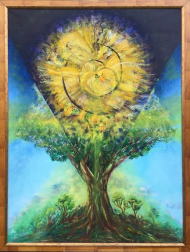 Картина под названием "World Tree" - Olha Kizub, Подлинное произведение искусства, Масло