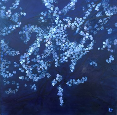 Pintura intitulada "Night Blossom, Seri…" por Olha Kizub, Obras de arte originais, Óleo