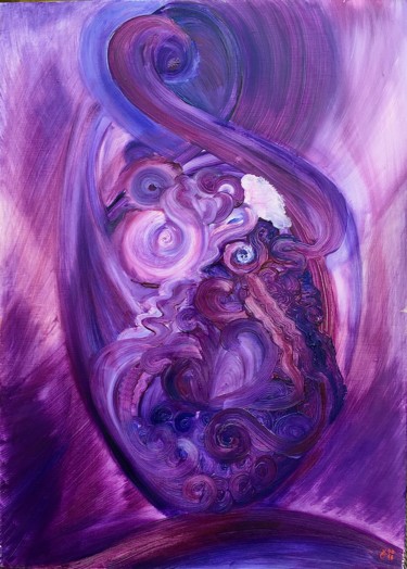 Painting titled "Purple Kiss" by Olha Kizub, Original Artwork, Oil