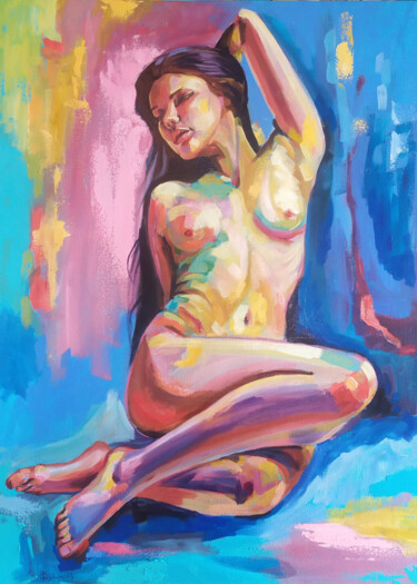 Pittura intitolato "Nude" da Olha Komisaryk (OK), Opera d'arte originale, Olio