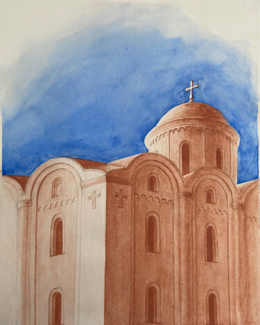 Painting titled "Sanctuary" by Olha Protsenko, Original Artwork, Watercolor