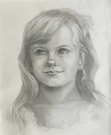 Картина под названием "Portrrait of niece" - Olha Protsenko, Подлинное произведение искусства, Карандаш