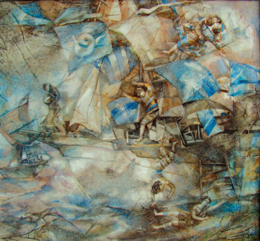 Pintura intitulada "Купание в открытом…" por Olha Yerofeieva, Obras de arte originais, Têmpera