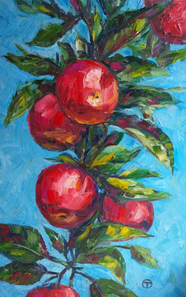 Pittura intitolato "Apples" da Olia Tomkova, Opera d'arte originale, Olio