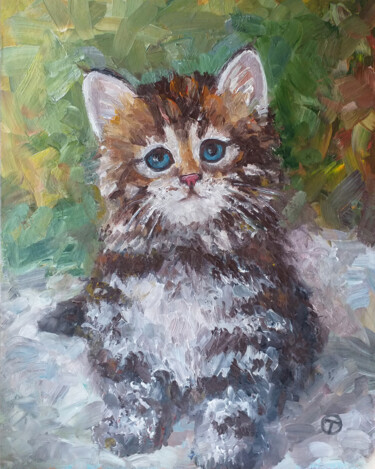 Peinture intitulée "Kitty" par Olia Tomkova, Œuvre d'art originale, Huile