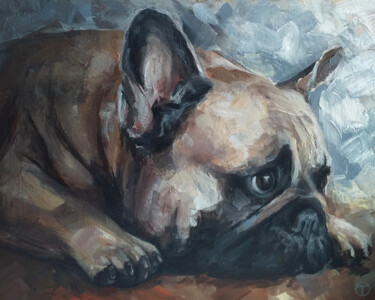 Peinture intitulée "French bulldog 2" par Olia Tomkova, Œuvre d'art originale, Acrylique