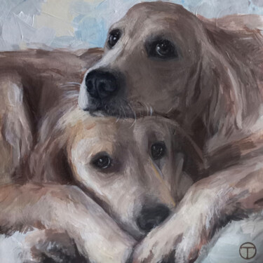Malarstwo zatytułowany „Labradors 2” autorstwa Olia Tomkova, Oryginalna praca, Akryl