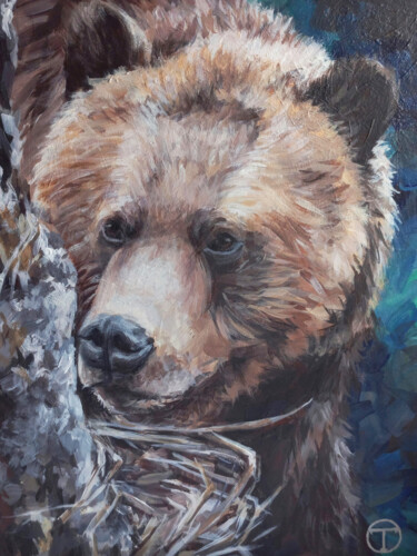 「Grizzly bear」というタイトルの絵画 Olia Tomkovaによって, オリジナルのアートワーク, アクリル