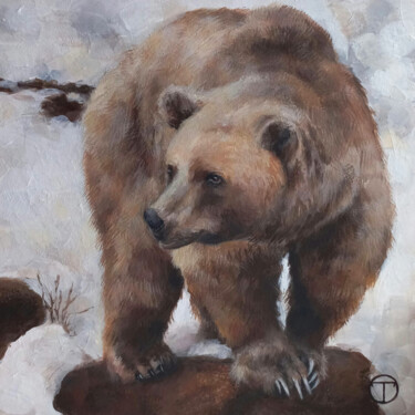 Painting titled "Grizzly bear 8" by Olia Tomkova, Original Artwork, Acrylic