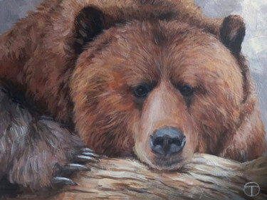 Schilderij getiteld "Grizzly bear 9" door Olia Tomkova, Origineel Kunstwerk, Acryl