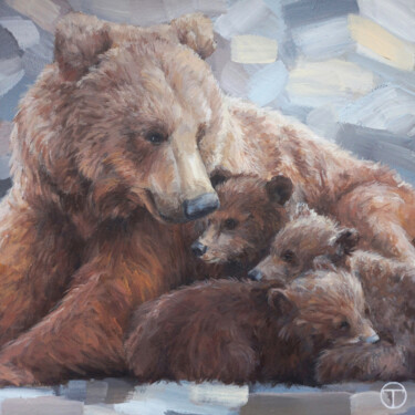 「Grizzly bears 2」というタイトルの絵画 Olia Tomkovaによって, オリジナルのアートワーク, アクリル