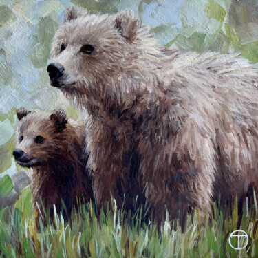 「Grizzly bears 6」というタイトルの絵画 Olia Tomkovaによって, オリジナルのアートワーク, アクリル
