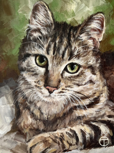 Pittura intitolato "Cat 18" da Olia Tomkova, Opera d'arte originale, Acrilico