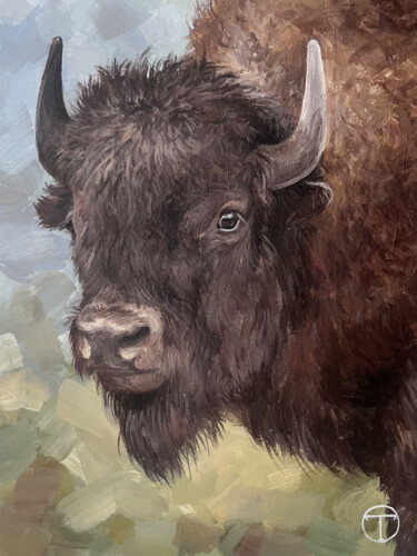 Painting titled "Buffalo" by Olia Tomkova, Original Artwork, Acrylic