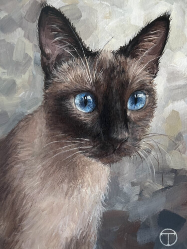Schilderij getiteld "Siamese cat 4" door Olia Tomkova, Origineel Kunstwerk, Acryl
