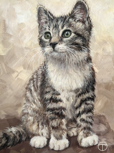 Painting titled "Cat 25" by Olia Tomkova, Original Artwork, Acrylic