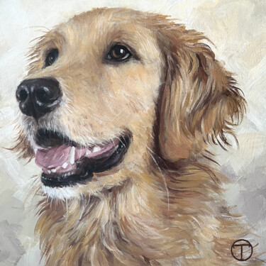 Painting titled "Golden Retriever 5" by Olia Tomkova, Original Artwork, Acrylic