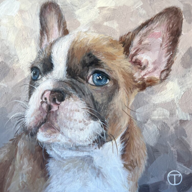 Schilderij getiteld "French bulldog 9" door Olia Tomkova, Origineel Kunstwerk, Acryl