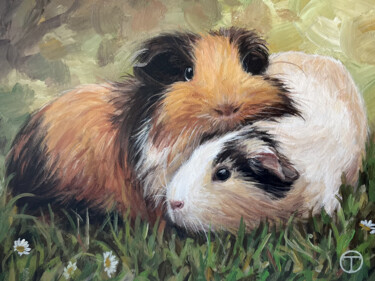 Peinture intitulée "Guinea pigs" par Olia Tomkova, Œuvre d'art originale, Acrylique