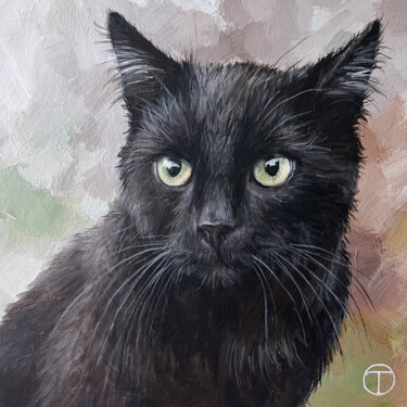 Malerei mit dem Titel "Black cat #4" von Olia Tomkova, Original-Kunstwerk, Acryl