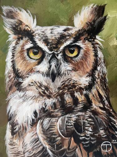 Schilderij getiteld "Owl 3" door Olia Tomkova, Origineel Kunstwerk, Acryl