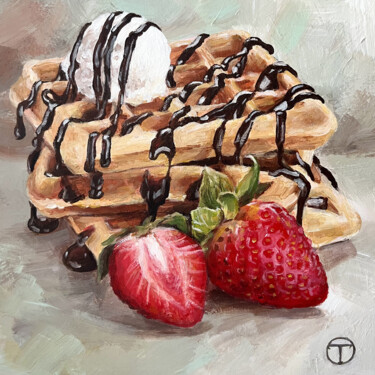 Painting titled "Belgian Waffles" by Olia Tomkova, Original Artwork, Acrylic