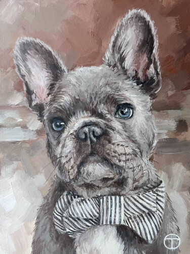 Malerei mit dem Titel "French bulldog 15" von Olia Tomkova, Original-Kunstwerk, Acryl