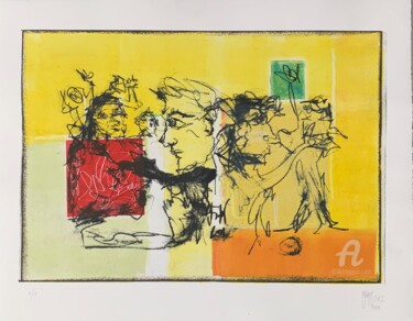Printmaking titled "Fellows" by Oliver Staeuber, Original Artwork, Monotype