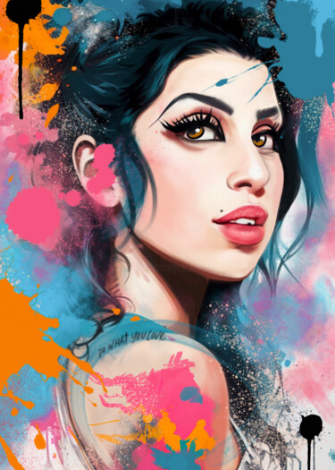 Digital Arts με τίτλο "Amy Winehouse Echoe…" από Oliver, Αυθεντικά έργα τέχνης, Ψηφιακή εκτύπωση