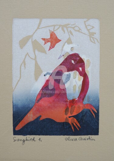 Printmaking titled "Songbird 1" by Olivia Quintin, Original Artwork, Engraving