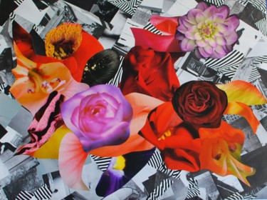 Collages intitulée "Flowerpower" par Olivier Bourgin, Œuvre d'art originale, Collages