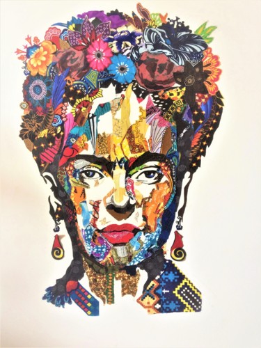 Collages intitulée "frida kalho" par Olivier Bouvard, Œuvre d'art originale, Collages