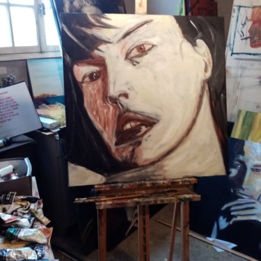 Peinture intitulée "Mila Jovovich. WIP" par Olivier Charlet De Sauvage, Œuvre d'art originale, Huile Monté sur Châssis en bo…