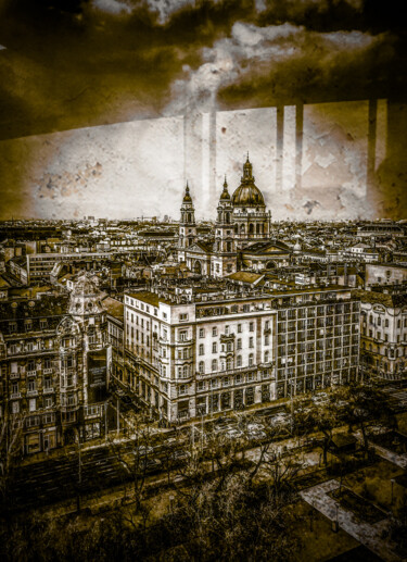 Фотография под названием "Budapest vue de haut" - Olivier De Pooter, Подлинное произведение искусства, Цифровая фотография