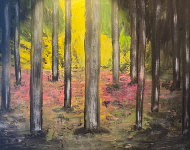 Painting titled "dans la forêt des â…" by Olivier De Pooter, Original Artwork, Acrylic